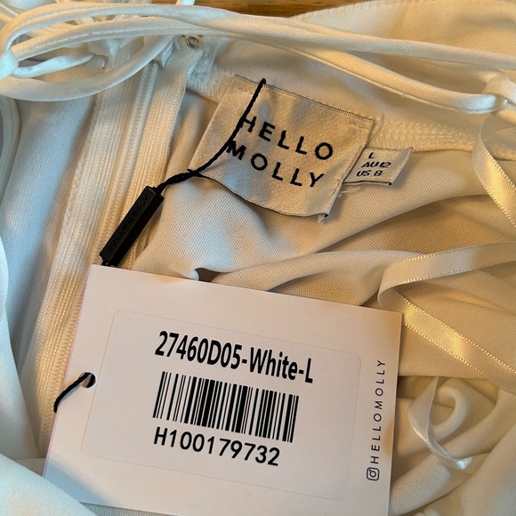 NWT Hello Molly Signal My Way Tulle Midi Dress White 8 / Large - Picture 10 of 11